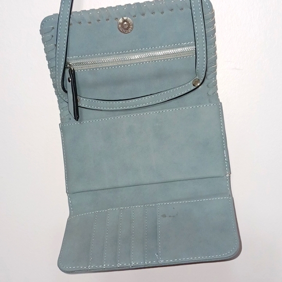 Wallet with adjustable strap Coin 6 Credit Card Slots 2 Slip pockets Faux Suede - Picture 2 of 4